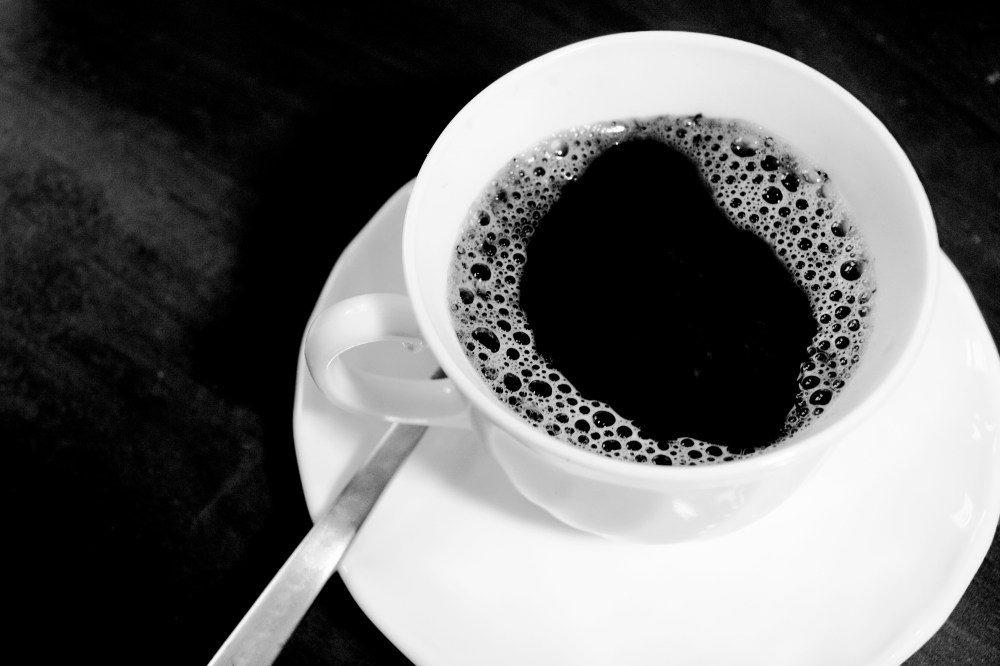 White coffee cup with freshly made coffee Kaffe <3